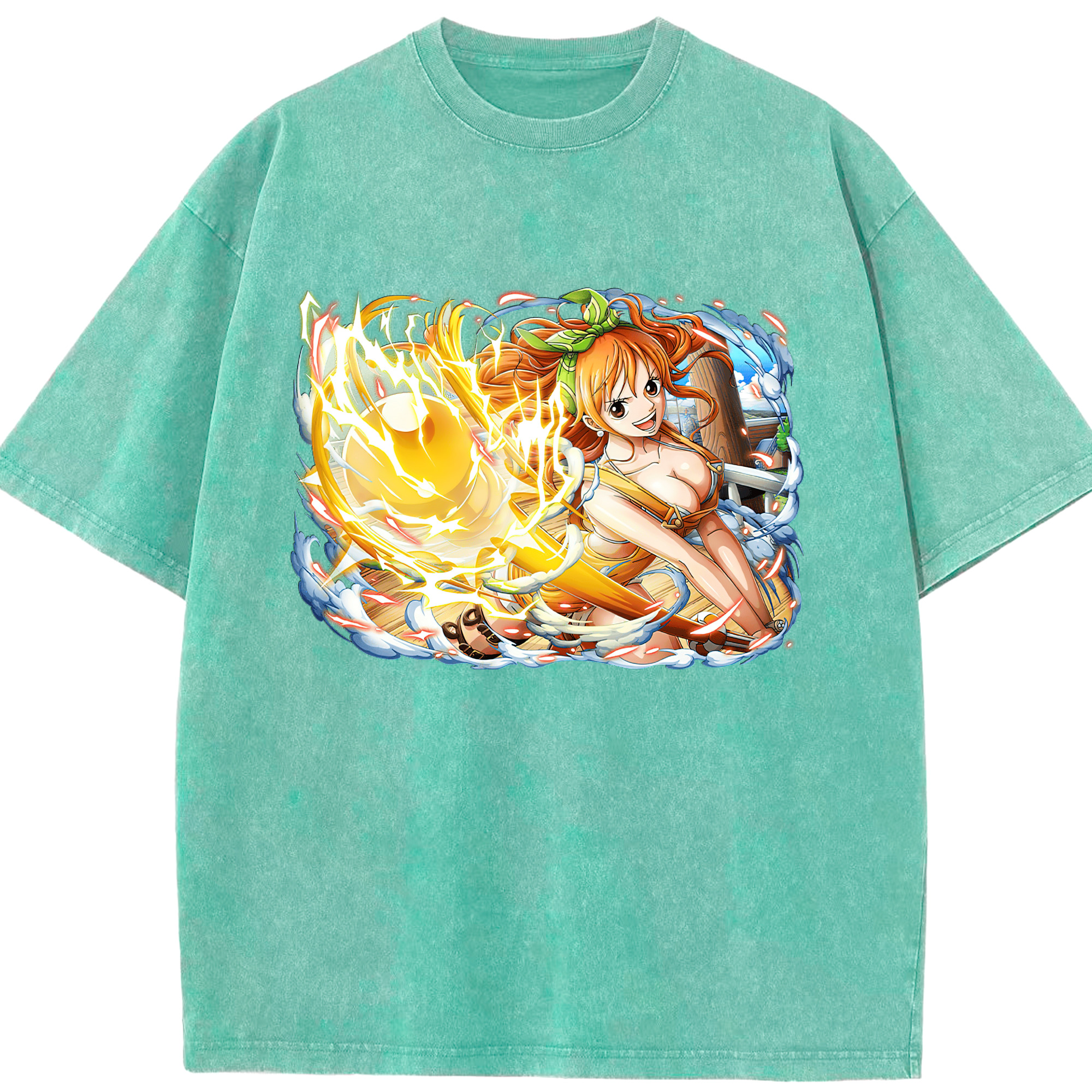 ワンピース ナミ ONE PIECE Nami 綿100% ヴィンテージ風 半袖Tシャツ（フロントプリント）